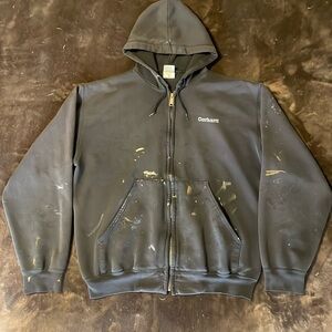 Vintage 90s Carhartt Spell Out Large gray black Full Zip Hoodie